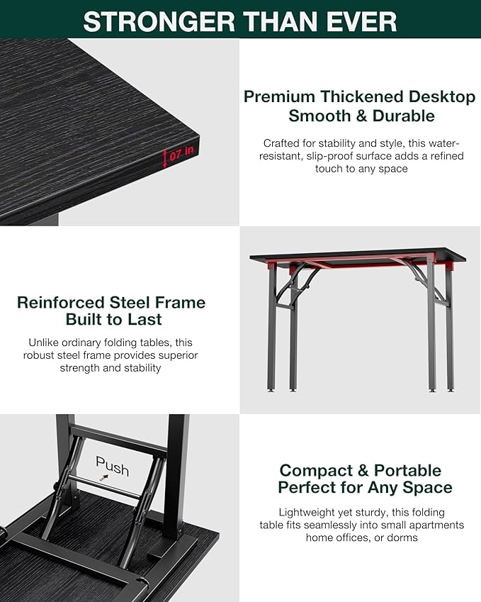 Frylr Small Folding Computer Desk – Portable 43.3 Inch Foldable Laptop Table - Image 5