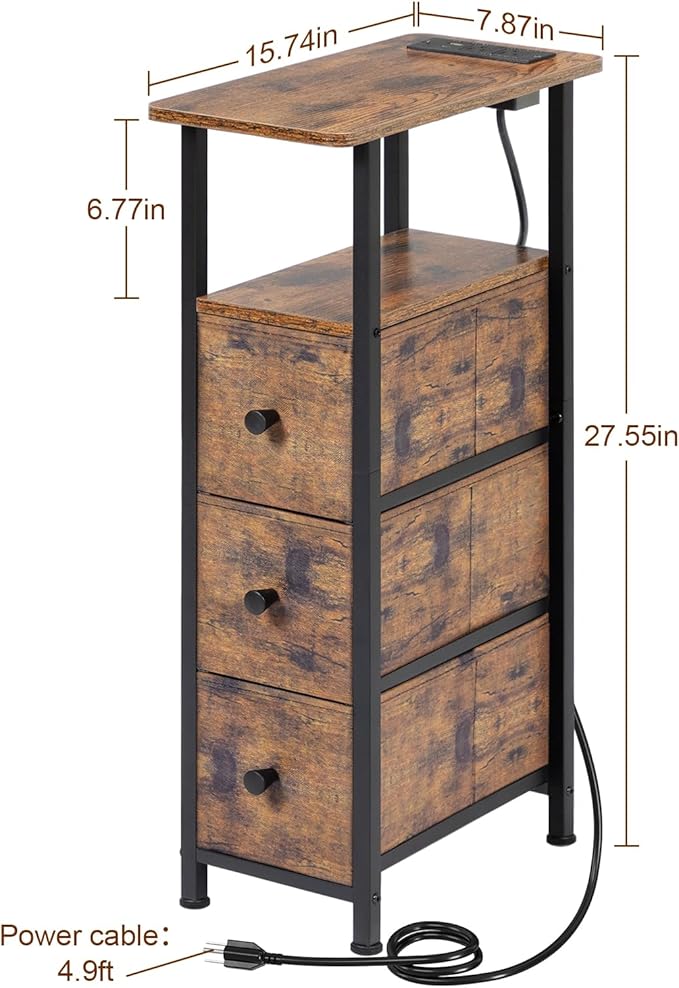 Narrow End Tables Living Room Set of 2 - Image 3