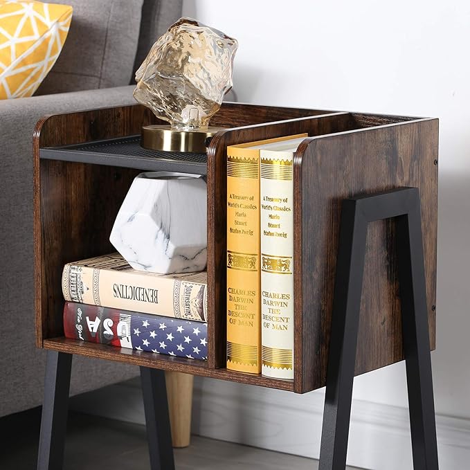 VECELO Nightstand Set of 2, Industrial End Table, Bedside Table - Image 7