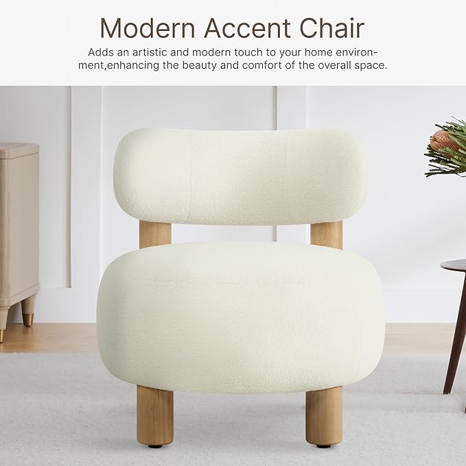 Modern Boucle Accent Chair, - Image 4