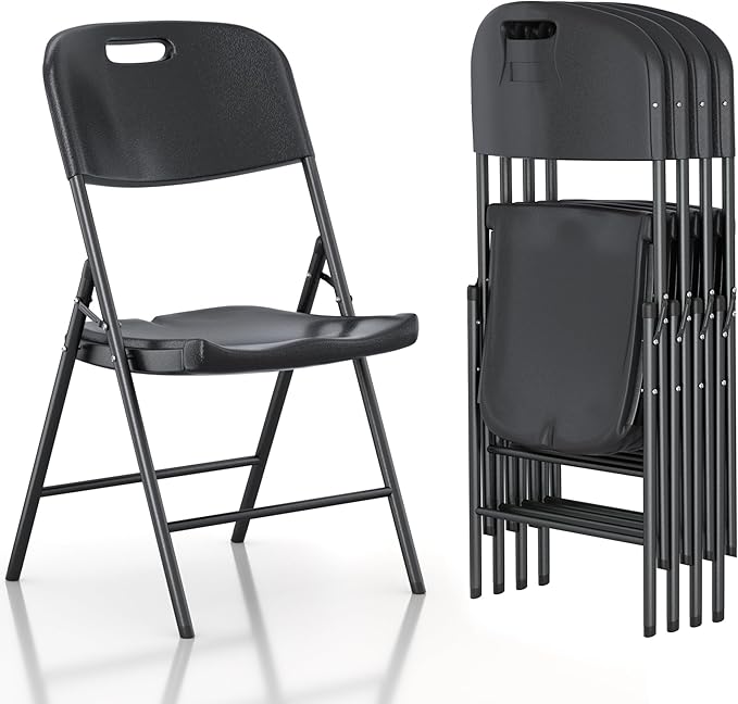 VECELO 4 Pack Folding Chairs, Indoor/Outdoor Use Plastic Seat by VECELO