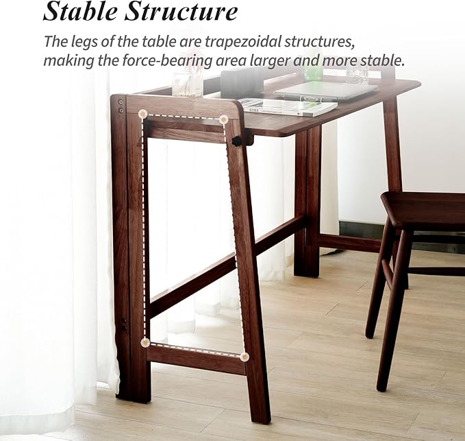 Computer Desk, Foldable Desk, Home Office Desks, Solid Wood Writing Desk - Image 5