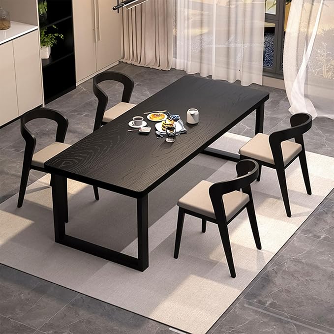 Solid Wood Dining Table for 4-6 People, 55 inch Long Farmhouse Kitchen Dining - Image 3