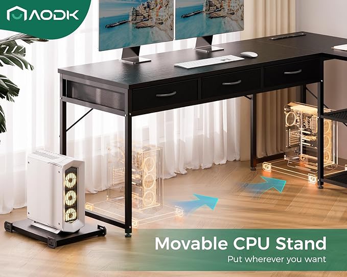 AODK 61 Inch L Shaped Computer Desk - Image 7