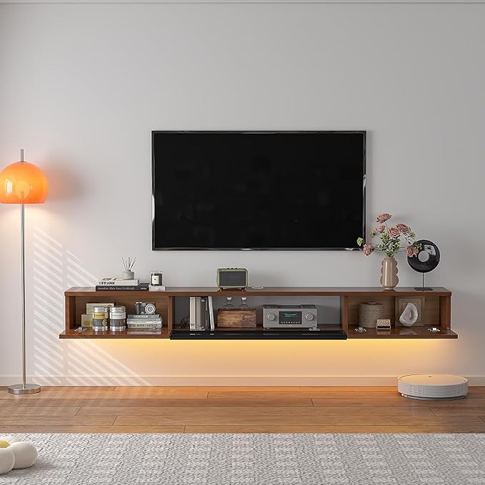 High Gloss Floating TV Stand, Under TV Floating Shelf, Floating TV Cabinet - Image 3