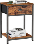 Furologee End Table with Storage Shelf and Fabric Drawer, 2 Tiers Industrial by Furologee