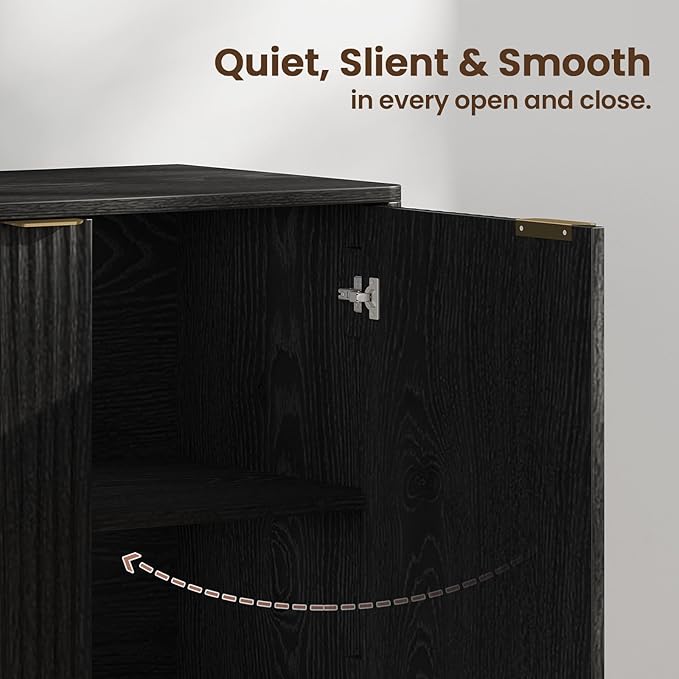 Buffet Cabinet with Storage, Fluted Multifunctional Storage Cabinet with 4 Doors - Image 6