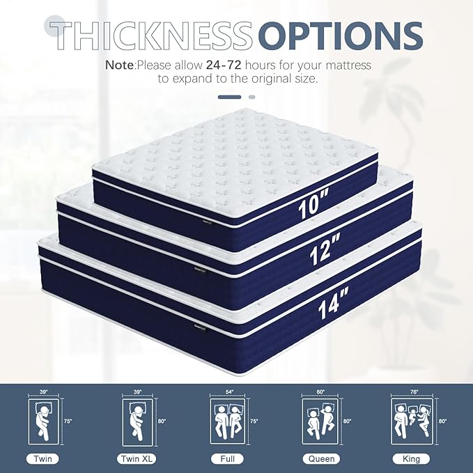 14 Inch King Size Mattress, King Mattress in a Box, Memory Foam Hybrid - Image 7