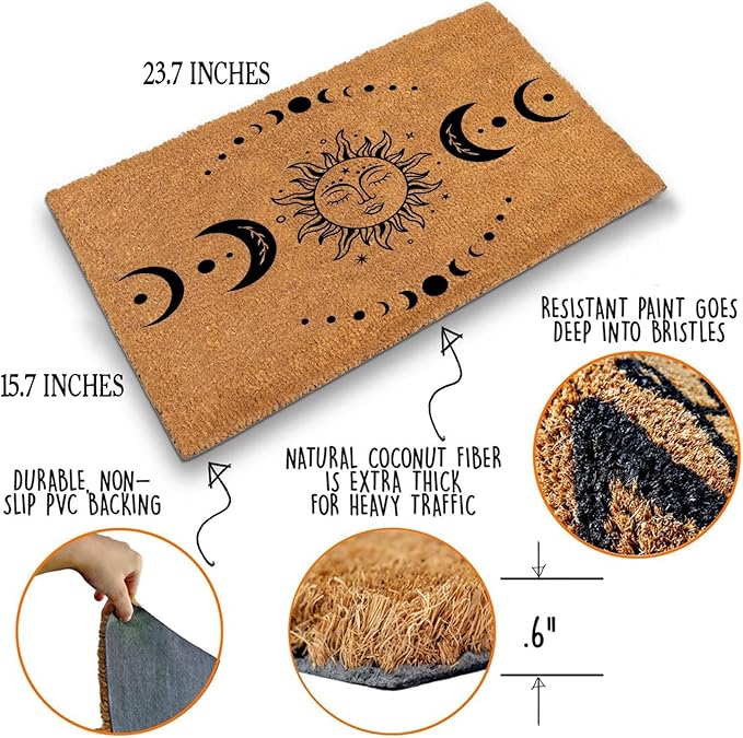 Funny Coir Doormat Sun and Moon Phase Magic Moon Door Mats - Image 4