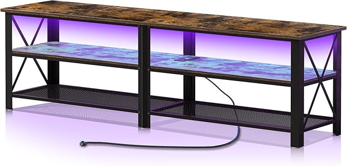 Clikuutory Modern Brown 71 inch Metal TV Stand by Turnyourhouseintoahome