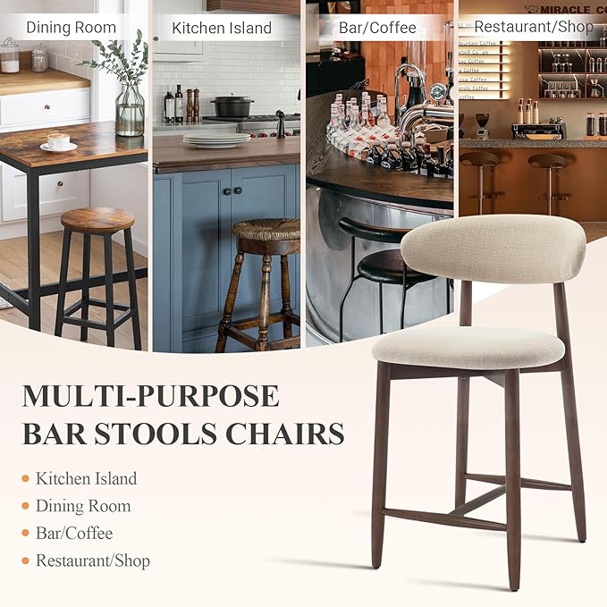 COLAMY Counter Height Bar Stools Set of 2, Kitchen Bar Stools - Image 5