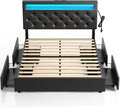 Rolanstar Queen Bed Frame with 4 Storage Drawers and Charging Station, Queen by Rolanstar