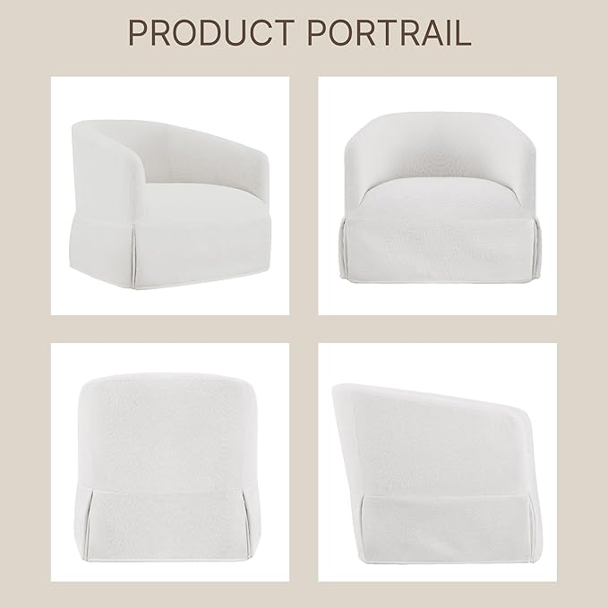 Swivel Accent Chair, 360 Degree Performance Fabric Armchair Modern Barrel - Image 6