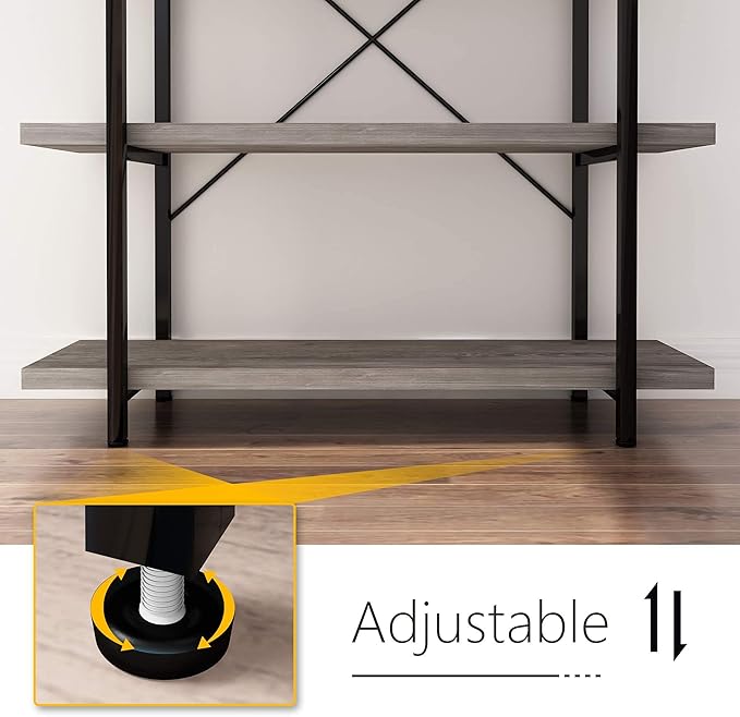 45MinST 4-Tier Vintage Industrial Style Bookcase/Metal and Wood Bookshelf - Image 7