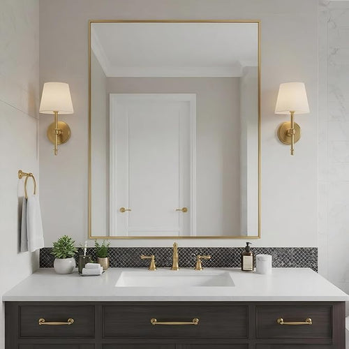27x36 Inch Brass Bathroom Mirror by Bonverre
