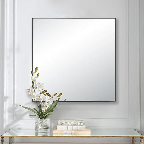 28x28 Inch Black Bathroom Mirror by Bonverre