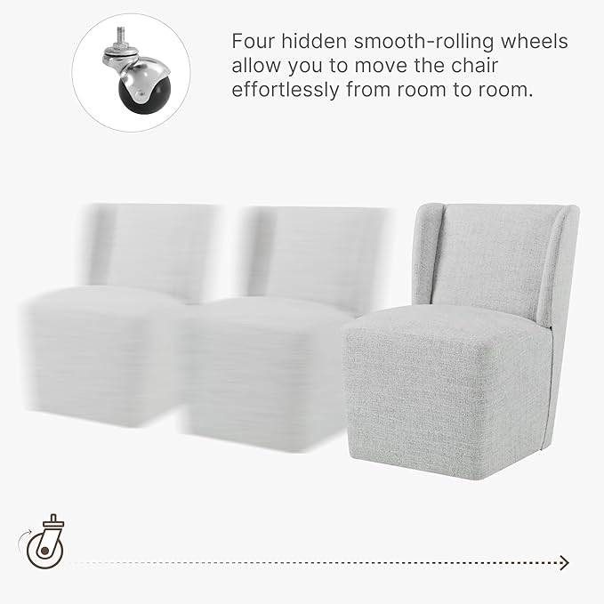Dining Chairs with Casters Require Assembly Upholstered Wingback Single Sofa - Image 4