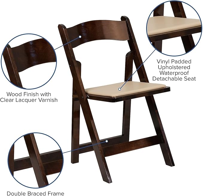 Flash Furniture 4 Pack HERCULES Series Fruitwood Wood Folding Chair - Image 6