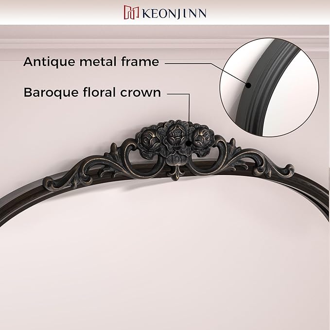 Keonjinn Black Vintage Arched Mirror - Image 3