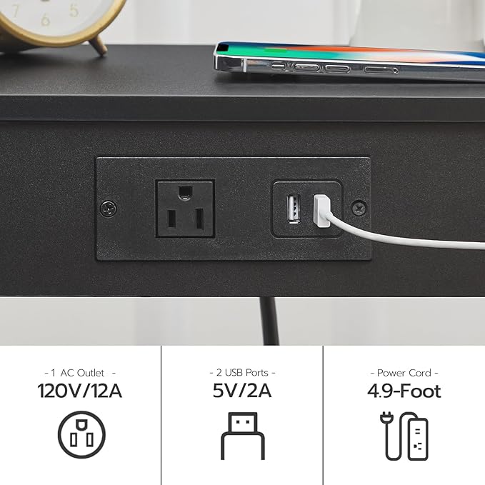 HOOBRO Side Table with Charging Station, End Table with USB Ports and Outlet - Image 5