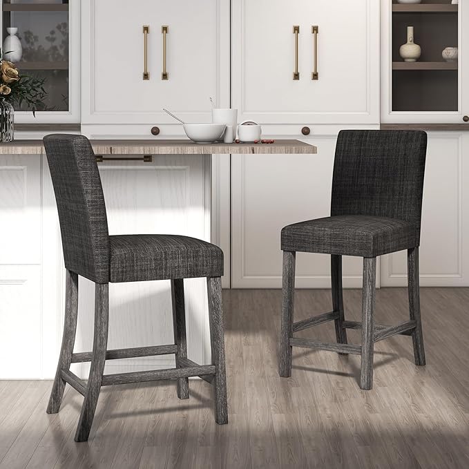 COSTWAY Upholstered Counter Height Stools Set of 4, Bar Stools w/Ergonomic - Image 7