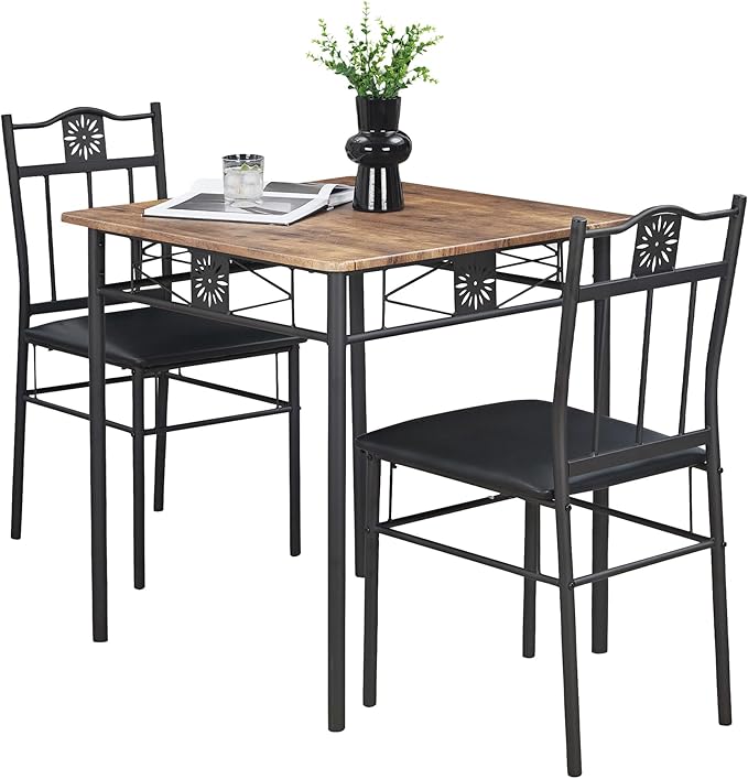 VECELO 3-Piece Small Kitchen Dining Table Set by VECELO