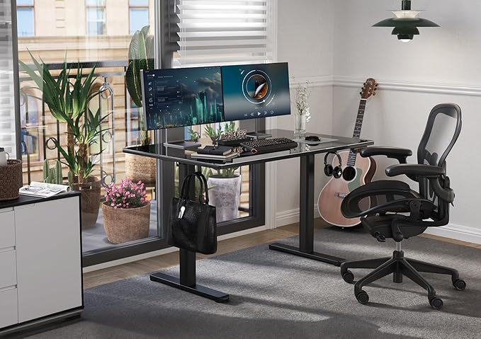 Claiks Electric Glass Standing Desk, 35x20 Inch Adjustable Height Stand Up - Image 2