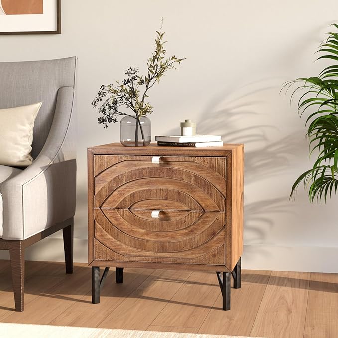 COSIEST Vintage Nightstands Set of 2, Bedside Tables - Image 7