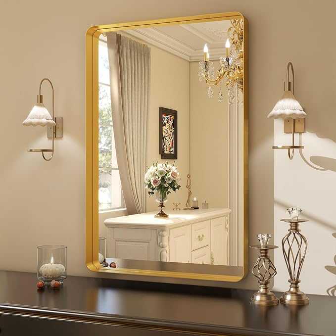 30 x 22 Inch Gold Bathroom Mirror - Image 3