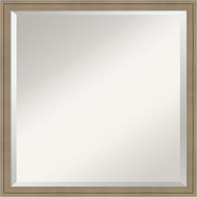 Amanti Art Brown Wall Mirror 22x22 Florence Light Brown Square Bathroom Mirror by AmantiArt