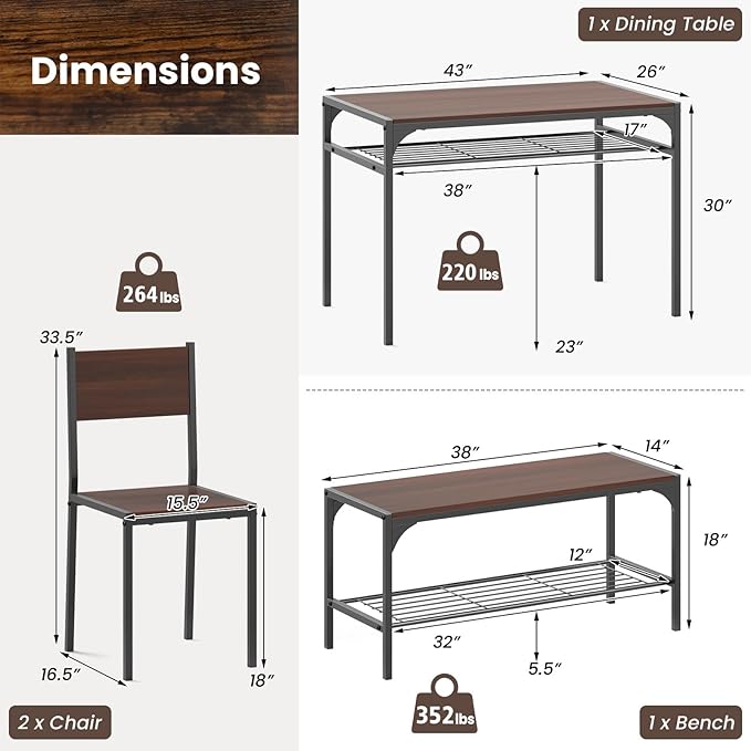 Giantex Dining Table Set for 4, Kitchen Table - Image 8