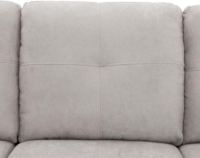 Grey White L-Shaped 3-Piece Flannel Sofa - Image 7