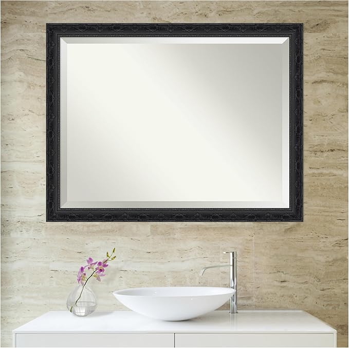 Amanti Art Bathroom Mirror for Over Sink, 35x45 Filigree Gloss Black Rectangle - Image 7