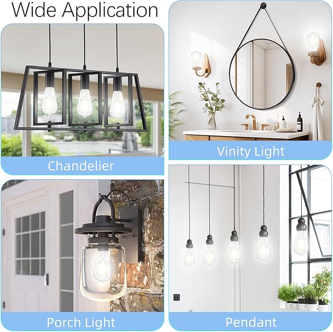 Dimmable LED Edison Bulb, E26 LED Bulb 60 watt Equivalent, Cool White 4000K - Image 7