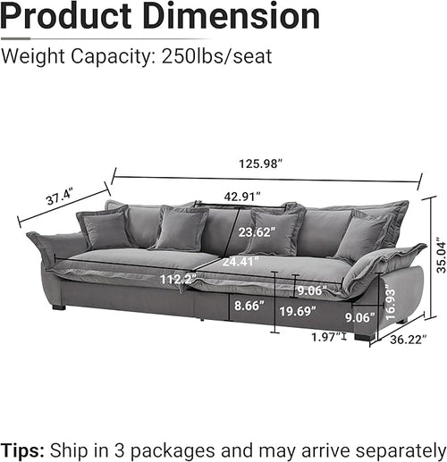 126 Inch Sailing Design Modular Sectional Cloud Sofa - Image 2