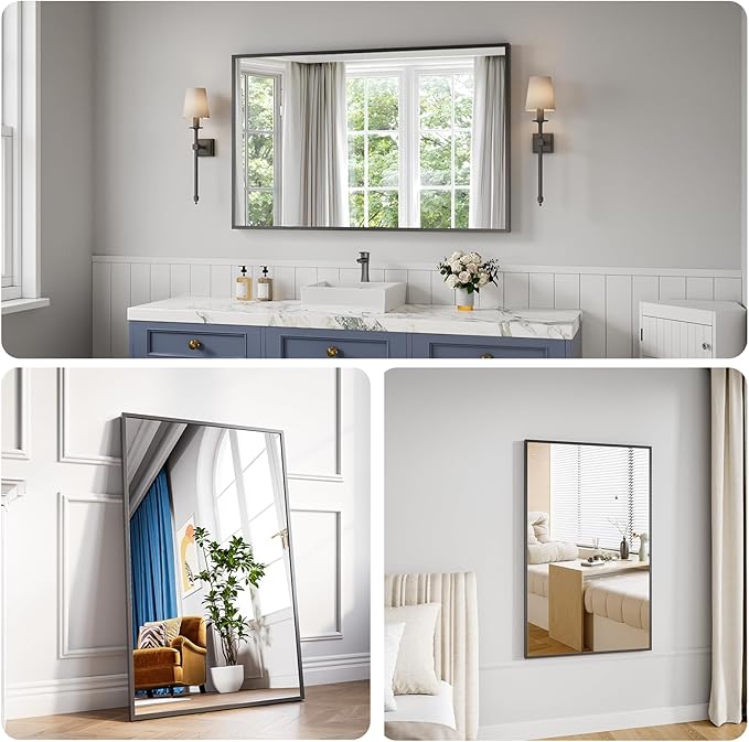Bathroom Mirror 36x48 Black Bathroom Wall-Mounted Mirrors, Modern Vanity Mirror - Image 3