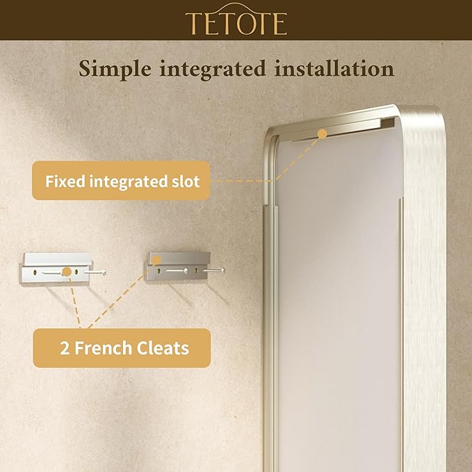 TETOTE Brushed Nickel Bathroom Mirror 48 x 24 Inch Brushed Nickel Metal Framed - Image 6