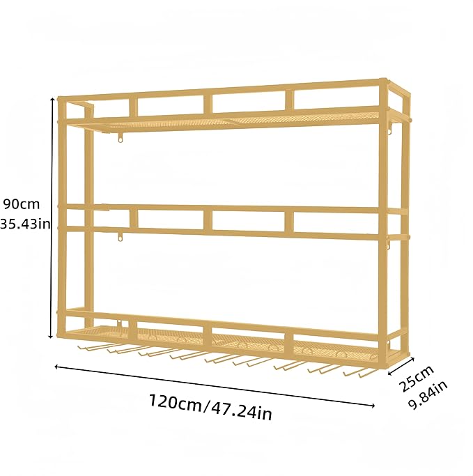 47 Inch Metal Wine Rack Wall Mounted, Bar Shelves - Image 2