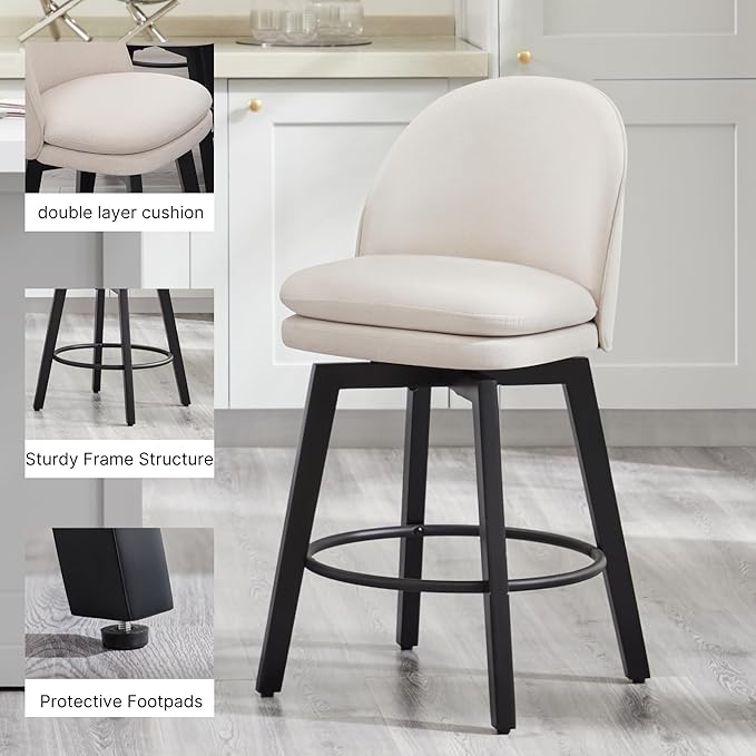 Counter Height Barstools 26 inch Upholstered Swivel Bar Stools - Image 6