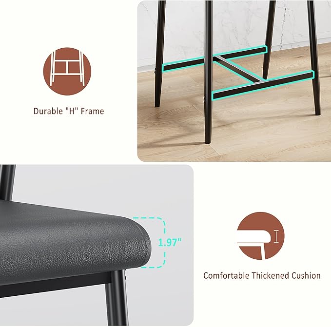GarveeHome Bar Stools Set of 2, 26.5" Upholstered Counter Height Bar Stools - Image 6