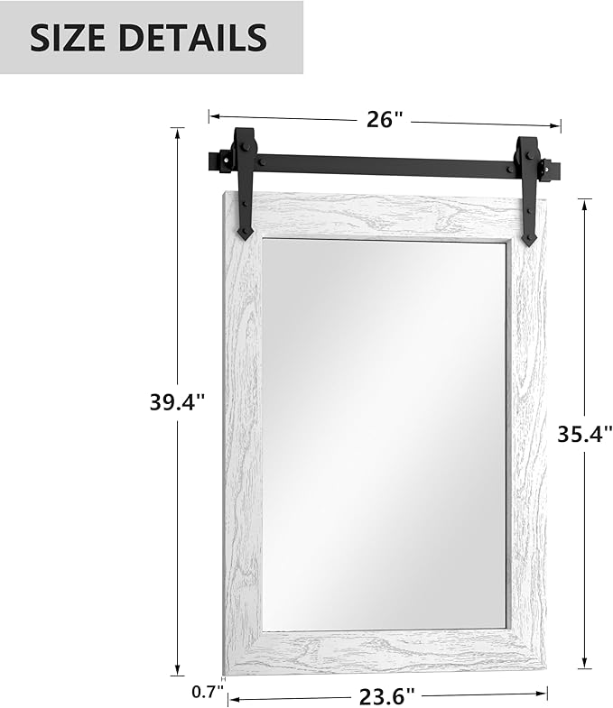 Farmhouse Bathroom Mirrors for Over Sink 26”x40” White Rustic Wall Decor Mirror - Image 5