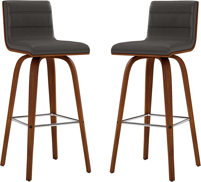Armen Living Vienna Mid-Century Modern 30" Bar height Barstool Faux Leather - Image 12