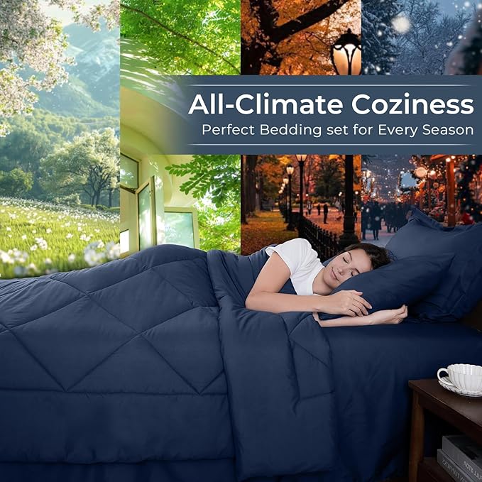 HEVUMYI Navy Blue Full Comforter Set - Image 2