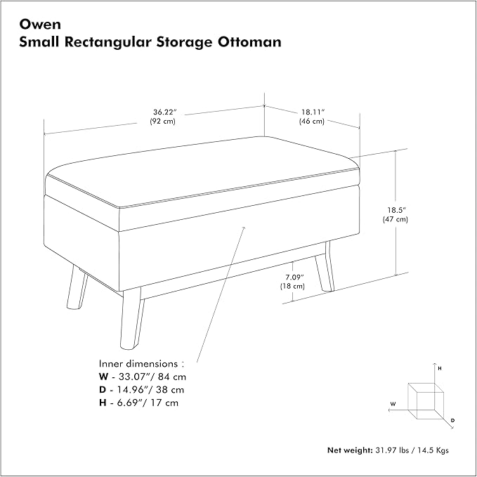 SIMPLIHOME Owen 36 inch Wide Mid Century Modern Small Rectangular Storage - Image 14