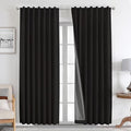 Joydeco Natural Linen Curtains 120 inch Length 2 Panels Set Burg 100% Blackout by JOYDECO