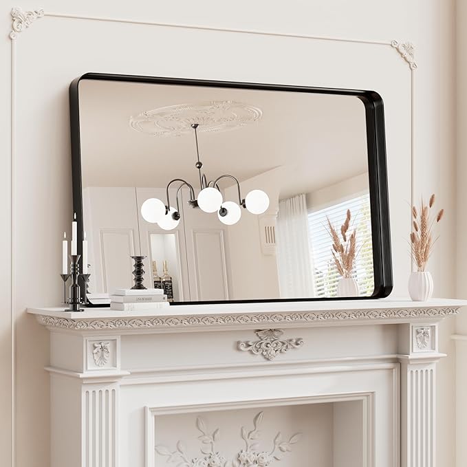 Koonmi Black Bathroom Mirror for Wall, 30x40 Inch Matte Metal Deep Framed - Image 5