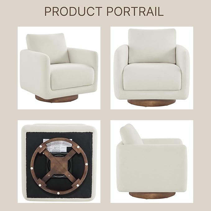 Modern Swivel Accent Chair, 360° Rotating Round Barrel Armchair - Image 6