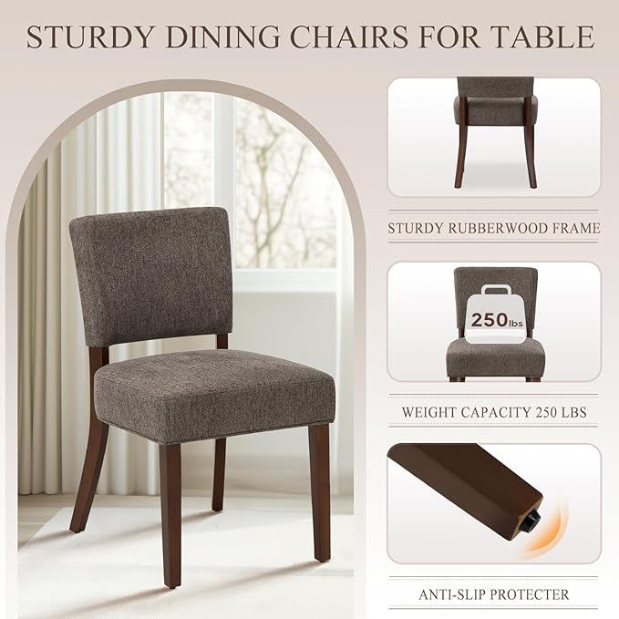 COLAMY Mid Century Modern Dining Chairs Set of 6, Upholstered Kitchen Chairs - Image 4