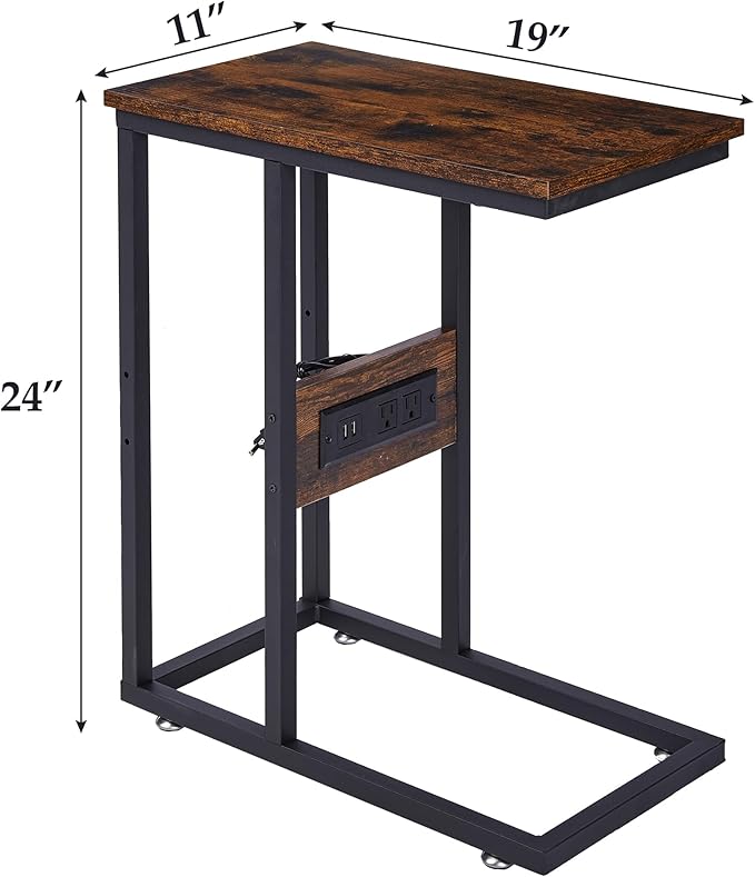 VECELO C Shaped End Side Table - Image 2