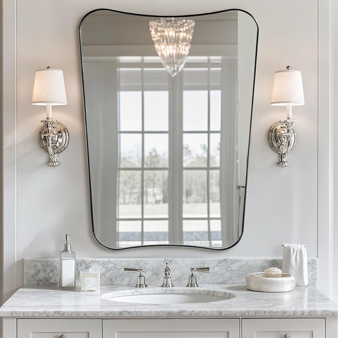 ANDY STAR Brushed Nickel Bathroom Mirror, 22x30 Silver Metal Framed Mirrors by ANDYSTAR